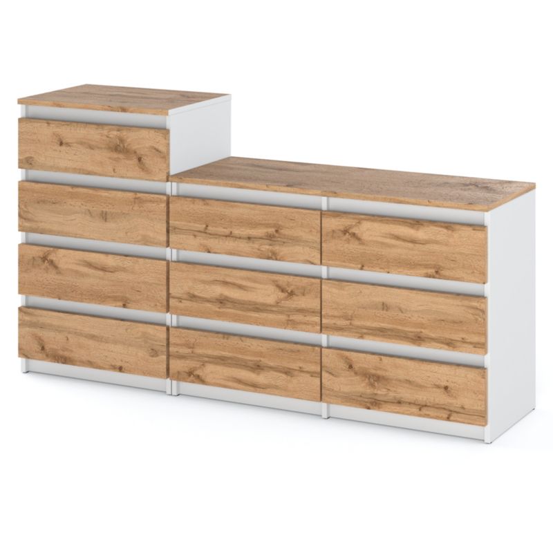 Komoda Hurtownia-Mebli Szuflady 10 Zestaw komód Hugo 64 160cm Biały/Wotan Dąb Wotan 160x33.5x92.5 cm 1szt.