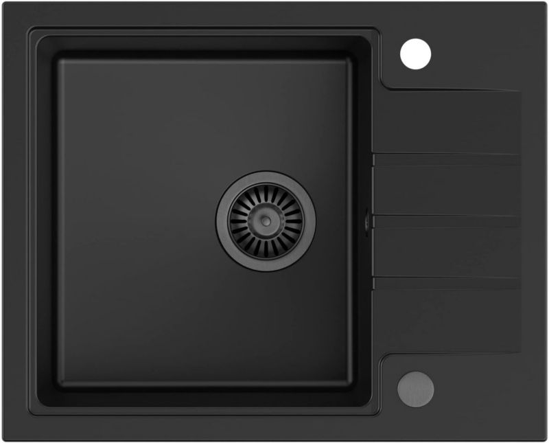 Zlewozmywak Quadron Peter Graniteq 62x50 cm głębokość 20 cm czarny pure carbon 1 szt.