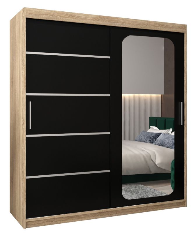 Szafa przesuwna Garderoba Abiks PROMO V2 180 sonoma/czarny 1 szt.