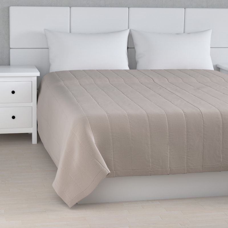 Narzuta pikowana w pasy Dekoria 170 x 210 cm beżowy welwet 1 szt.