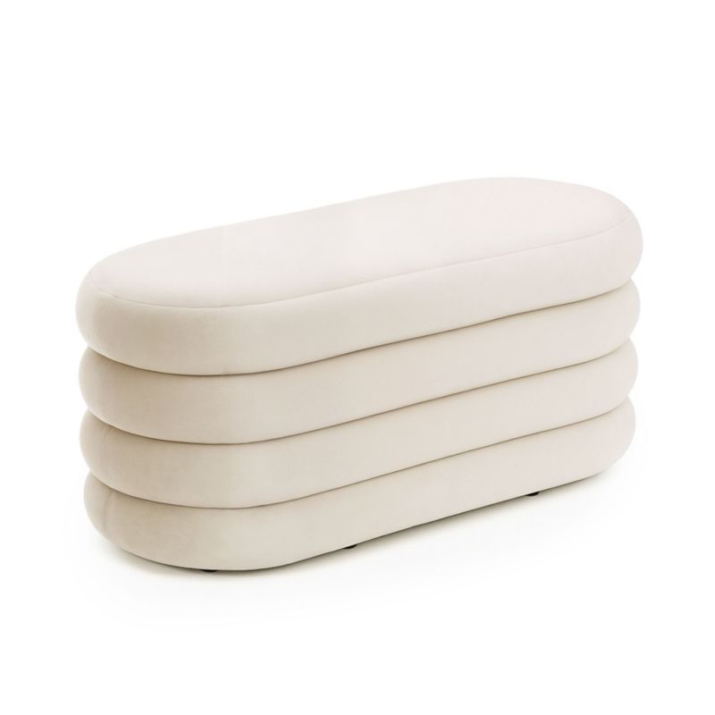 Ławka otwierana ze schowkiem pufa welurowa AKORD 100 cm PUFFO Kremowa 1 szt.