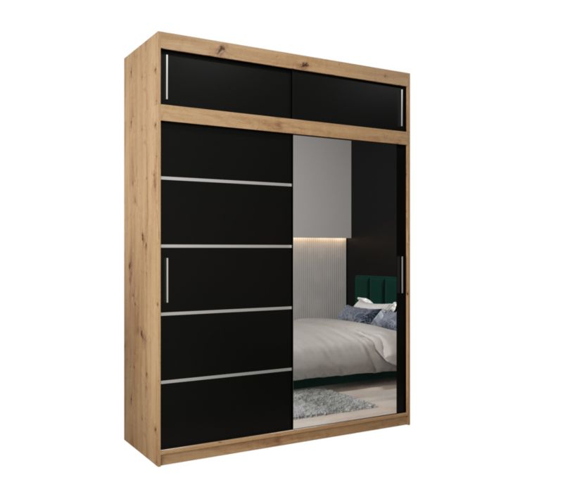 Szafa przesuwna Abiks Verona 2 180 artisan + czarny z nadstawką 1 szt.