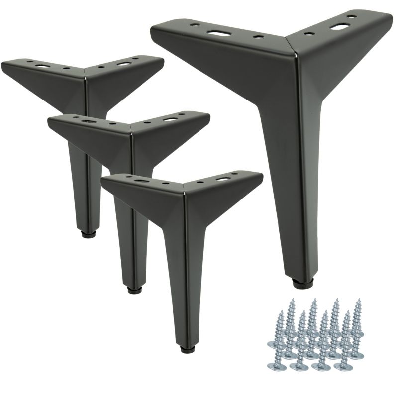 Zestaw nóżek meblowych B&B Gwiazda czarny mat wysokość 15 cm 4 szt