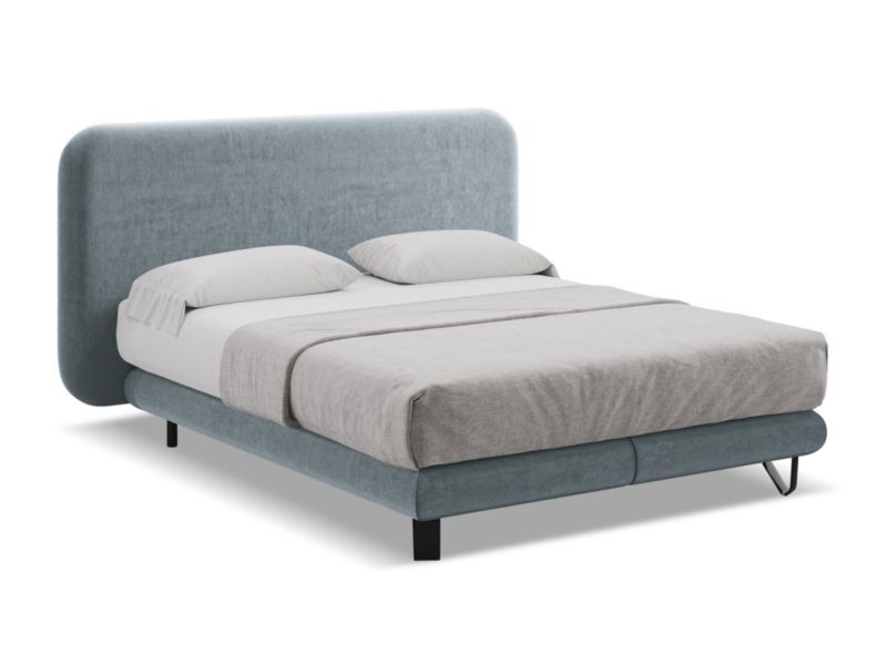 Łóżko LaMiaSofa Ilima z weluru 180x200 jasny niebieski 1 szt.