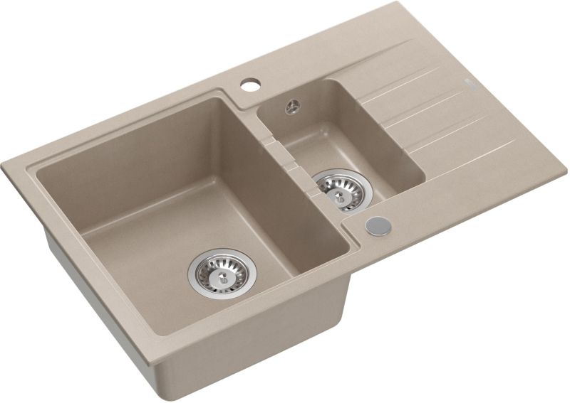 Zlewozmywak wpuszczany Quadron Peter 156 GraniteQ pearl beige 78x50 cm 1,5-komorowy 1 szt.