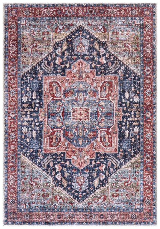 Dywan wewnętrzny Marsala 10043 prostokąt Mazovia 140x 200 cm czerwony,niebieski motyw ramka krótki włos 1 szt.