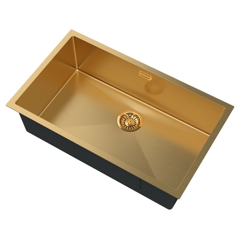 Zlewozmywak Stalowy Duża Komora Podblatowy Jednokomorowy Granitan Silvo75 Złoty 1 szt.