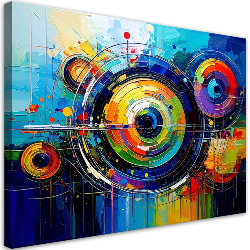 Obraz do salonu sypialni Feeby Kolorowe Koła Abstrakcja jak malowany 120x80cm 1szt