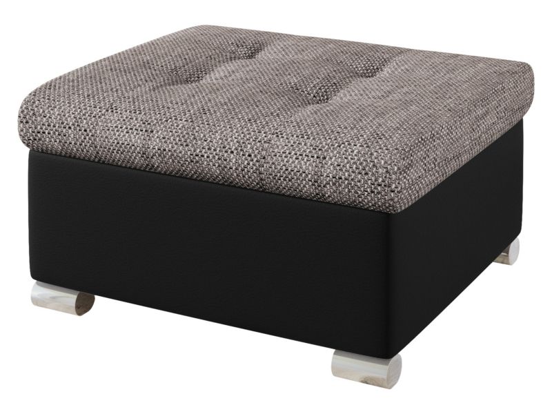 Pufa MIRJAN 24 Niko Mała czarna ekoskóra/ciemnobeżowa plecionka 1 szt.