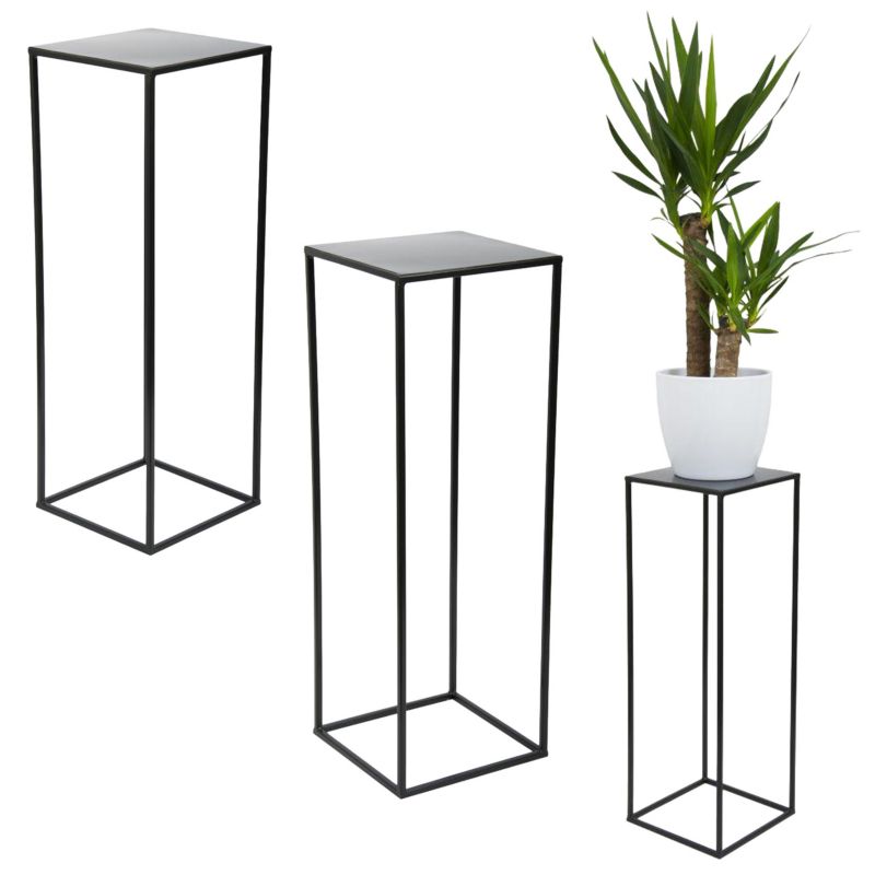 Kwietnik stojący HowHomely Metalowy Czarny 24x70 cm