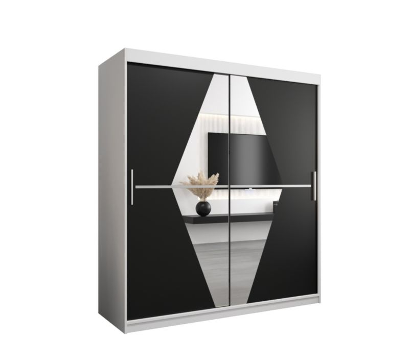 Szafa przesuwna Garderoba Abiks BOLIWIA 180 biały mat + czarny mat 1 szt.