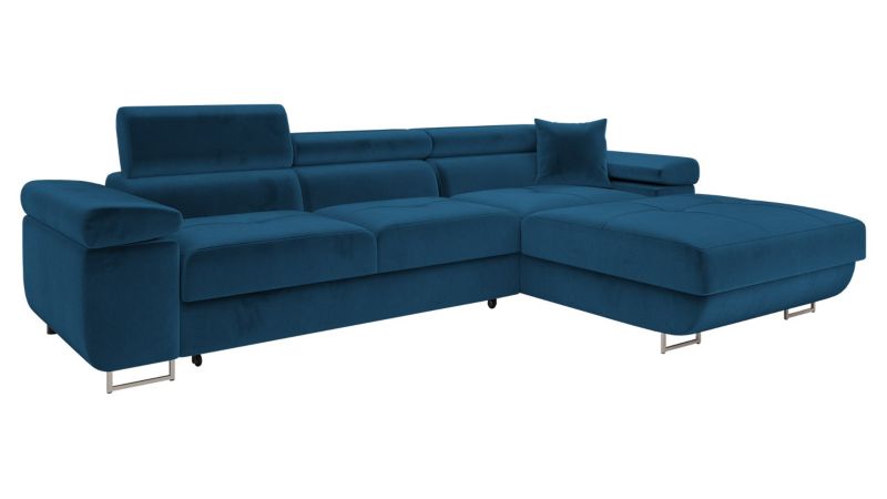 Narożnik z funkcją spania MIRJAN 24 Torezio Mini prawy szafirowy plusz 1 szt.