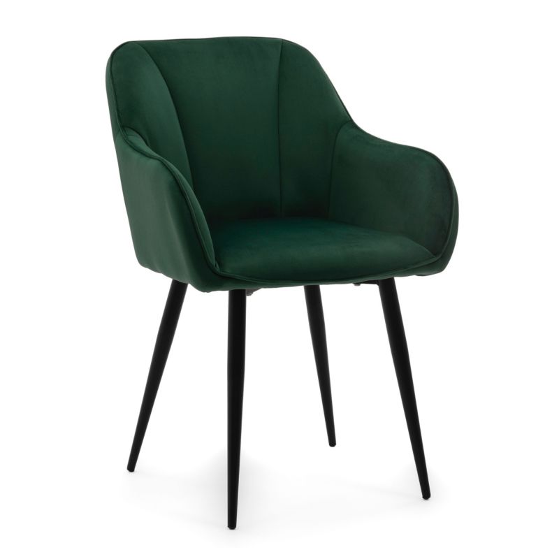 Krzesło tapicerowane New Home LAGO zielone pikowane welurowe z podłokietnikami 1 szt.