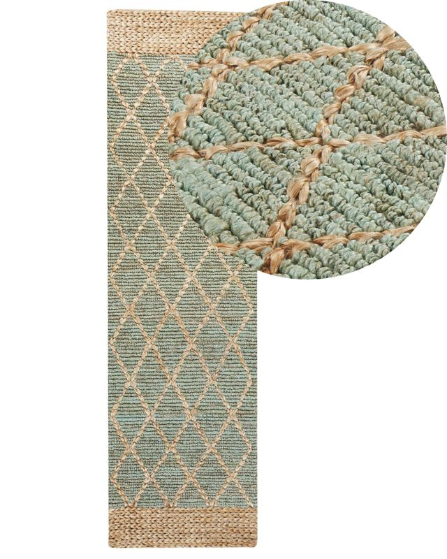 Dywan z juty 80 x 300 cm zielony z beżowym Tellikaya 1 szt.