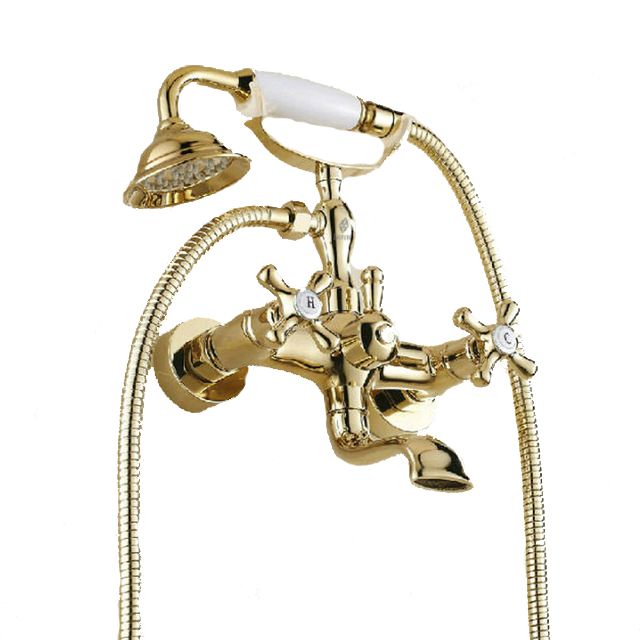 Bateria wannowa Lauferi HELENE mosiężna ścienna złota retro 1 szt.