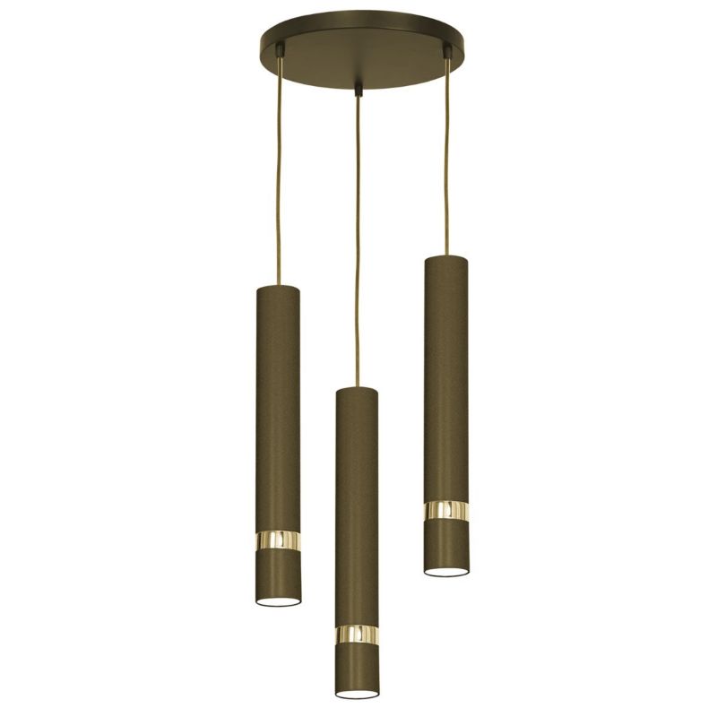 Lampa wisząca Luminex Reno 5084 tytanowe złoto-złoty połysk tuby 3xGU10 x 15W 1 szt.