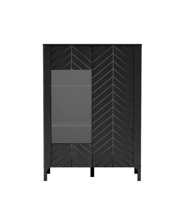 Witryna Furnidea 103 cm czarna jodełka ze szkłem PUSH TO OPEN MALUBA 1 szt.