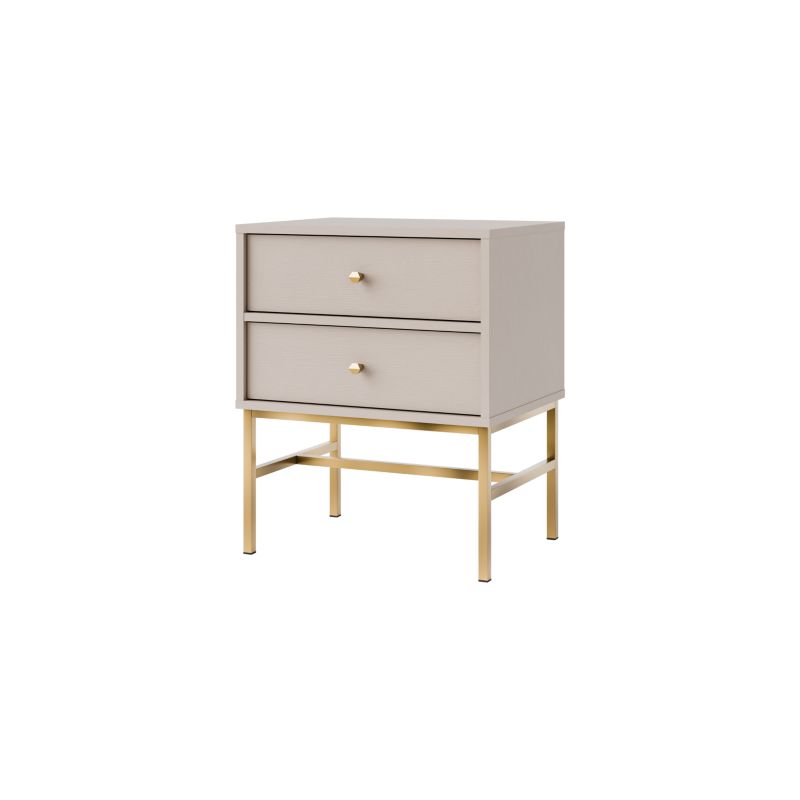 Stolik nocny z szufladami do sypialni Bonni Sakai 3 2S T801 Beż 1 szt.