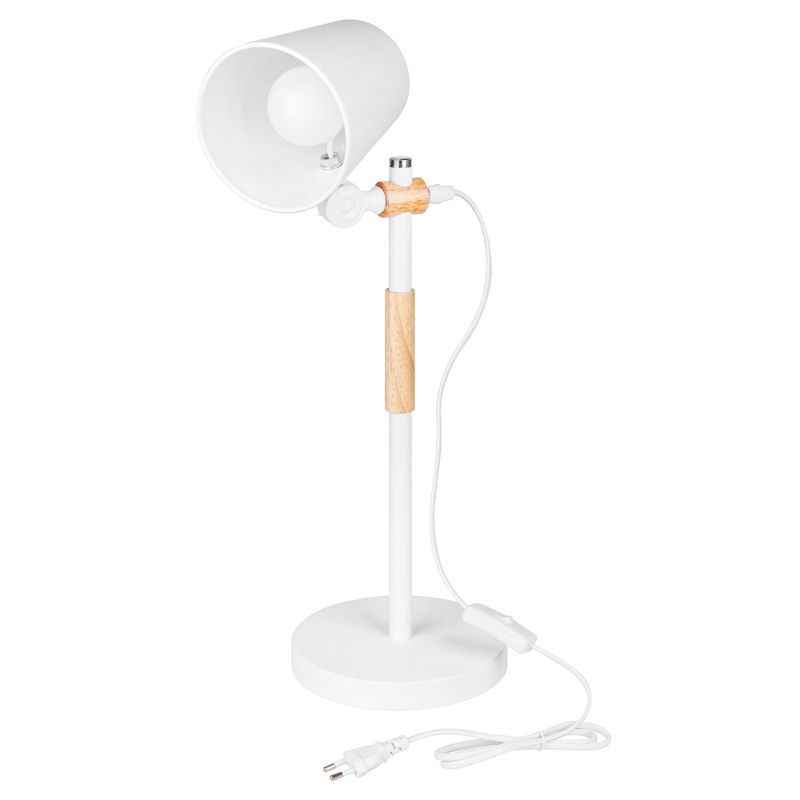 Lampka biurkowa MasterLED Kasio E27 55cm IP20 biała z drewnem 1 szt.