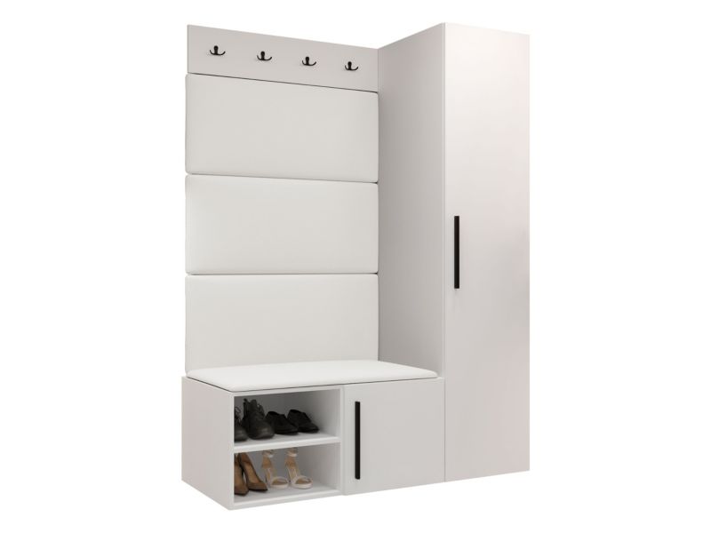 Garderoba MIRJAN 24 Medi II biały + biała ekoskóra 1 kpl.
