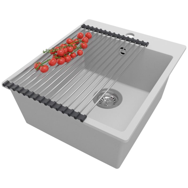 Zlewozmywak Ryga PRIMAGRAN Nablatowy 43x50cm do szafki od 45cm z Syfonem i Dodatkiem Szary 1 szt.