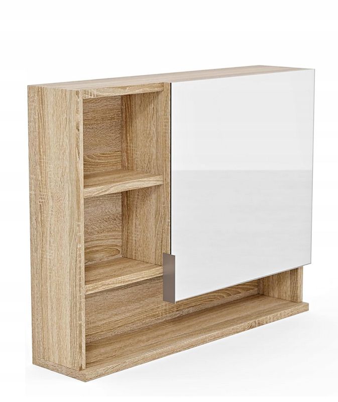 Szafka łazienkowa z lustrem i półkami Better Home, 60 x 50 x 14 cm, Dąb sonoma, Lewa, 1 szt.