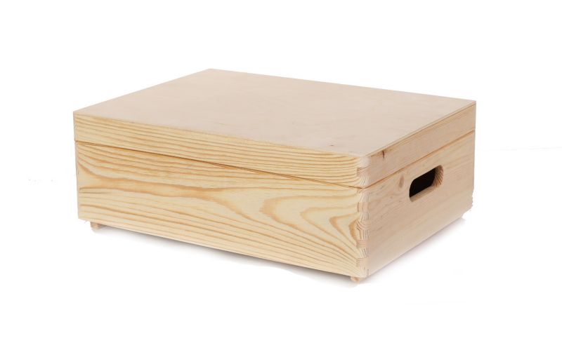 Skrzynka drewniana MODO24 do decoupage z wiekiem i uchwytami 40 x 30 cm naturalna 1 szt.