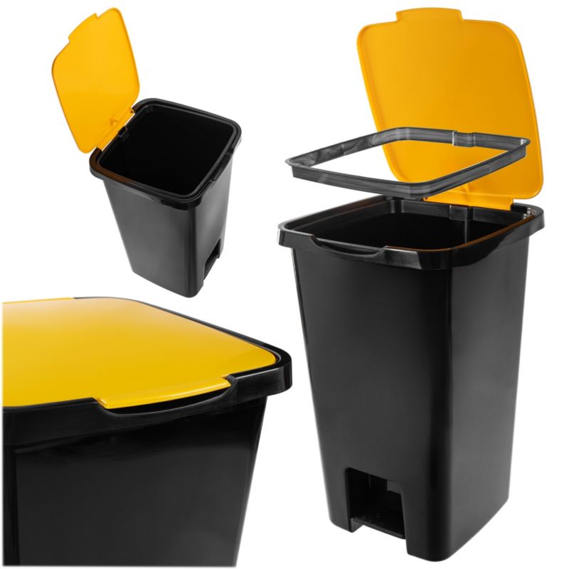 Kosz na śmieci KADAX z pedałem czarno-zółty 45L, 1 szt.