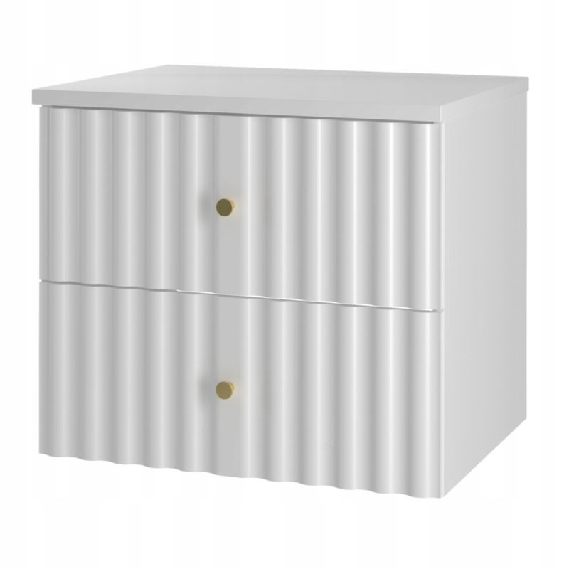 Szafka łazienkowa Furnidea 60 cm biała z blatem ryflowane fronty złote uchwyty Aqua 1 szt.