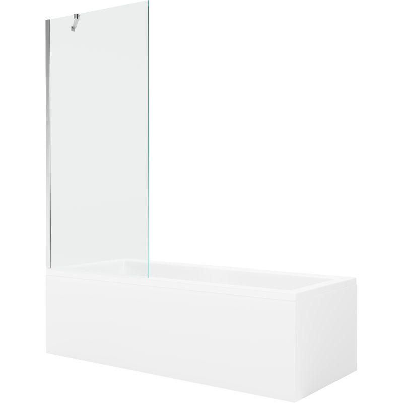 Wanna prostokątna Mexen Cubik 150 x 70 cm z obudową i parawanem 1-skrzydłowym 80 cm transparent chrom 550315070X9508000001 1 szt.
