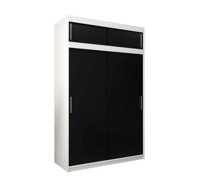 Szafa przesuwna Garderoba Abiks Tokyo 150 biały + czarny z nadstawką 1 szt.