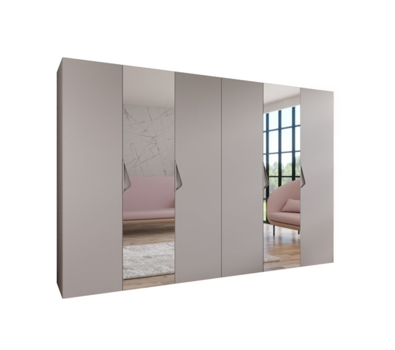 Szafa uchylna z lustrem otwierana Abiks SANDI 2 300 (2x150) wys 202 cm Kaszmir + Kaszmir 1 szt