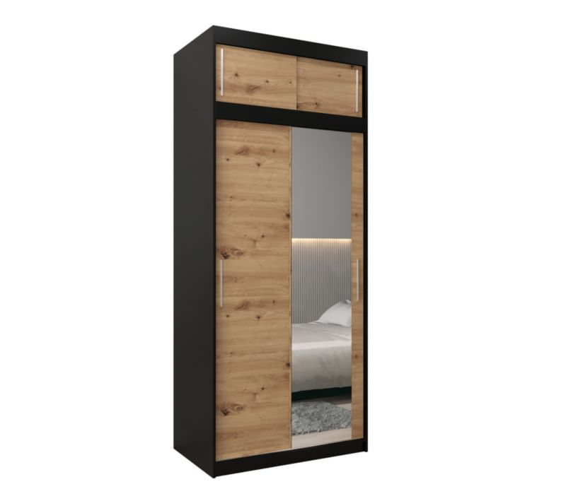 Szafa przesuwna Garderoba Abiks Tokyo 2 100 czarny + artisan z nadstawką 1 szt.