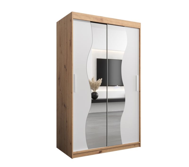 Szafa przesuwna Garderoba Abiks MADRYT 120 dąb artisan + biały mat 1 szt.