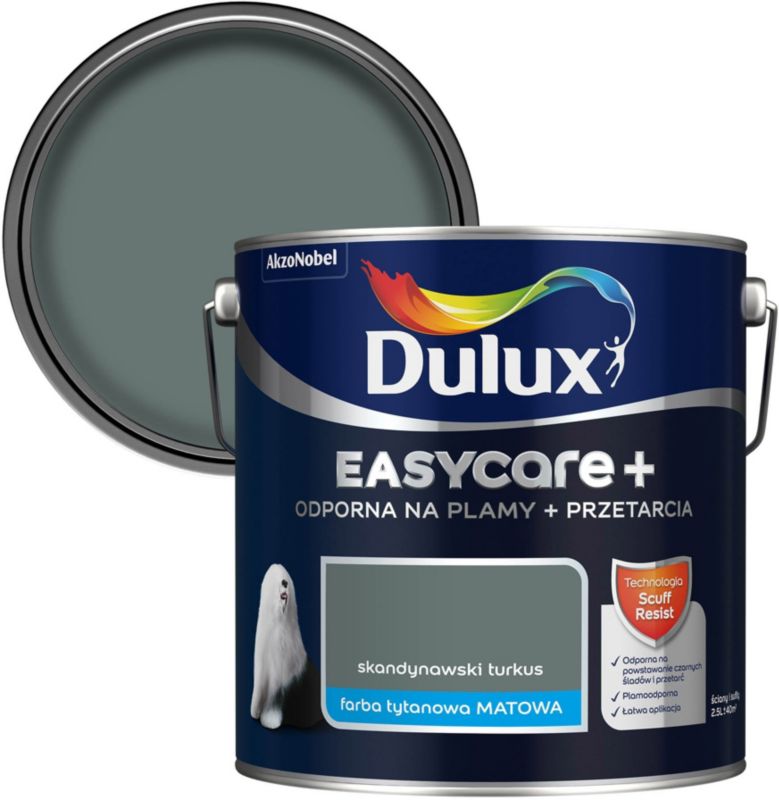 Farba plamoodporna Dulux EasyCare+ skandynawski turkus 2,5 l