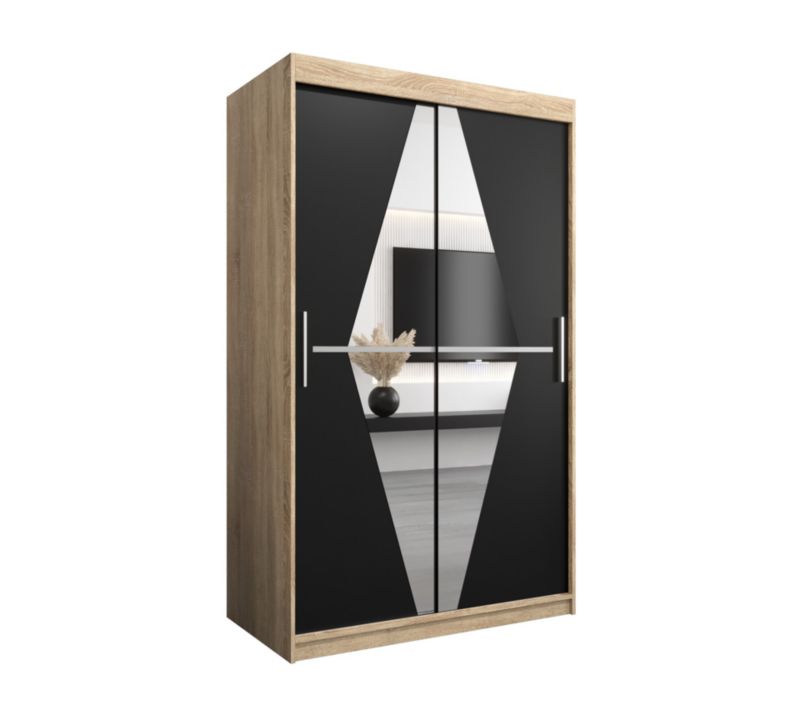 Szafa przesuwna Garderoba Abiks BOLIWIA 120 dąb sonoma + czarny mat 1 szt.