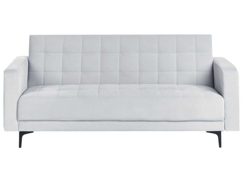 Sofa rozkładana welurowa jasnoszara Aberdeen 1 szt.