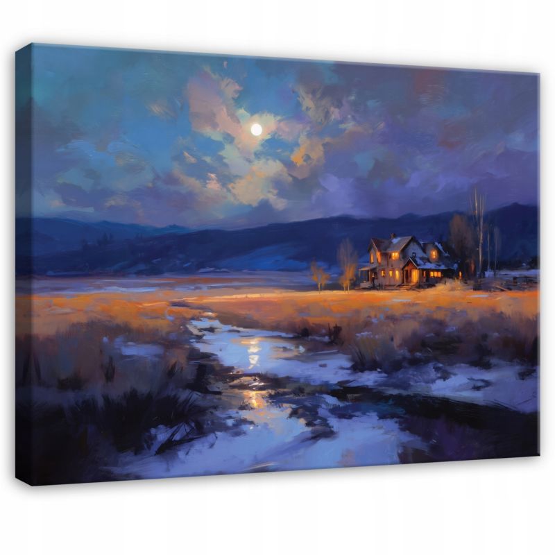 Obraz WALLARENA Do Sypialni Salonu Na Płótnie Krajobraz Pejzaż Natura Fioletowy 60x40 cm PP16096O4 1 szt.