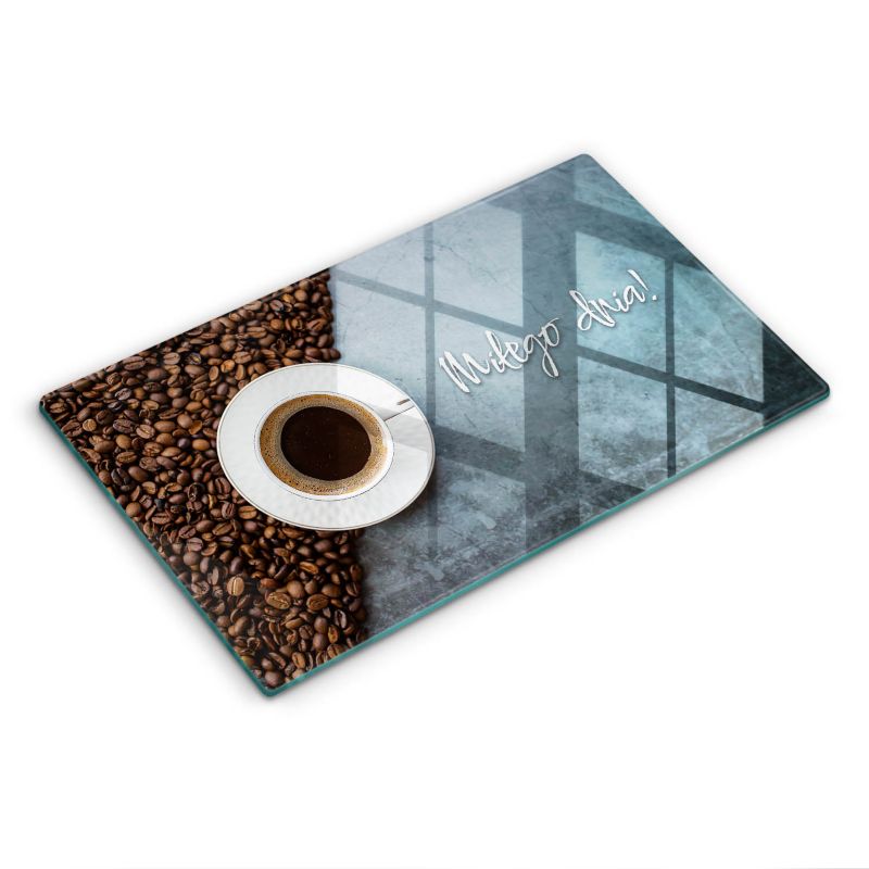 Szklana deska do krojenia Wallfluent 30x52 cm Filiżanka kawy, Miłego dnia 1 szt.