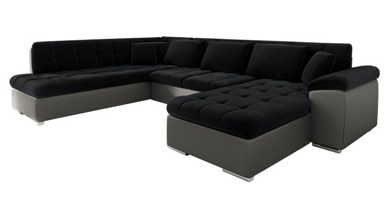 Narożnik z funkcją spania MIRJAN 24 Niko Bis prawy szara ekoskóra + czarny 1 szt.