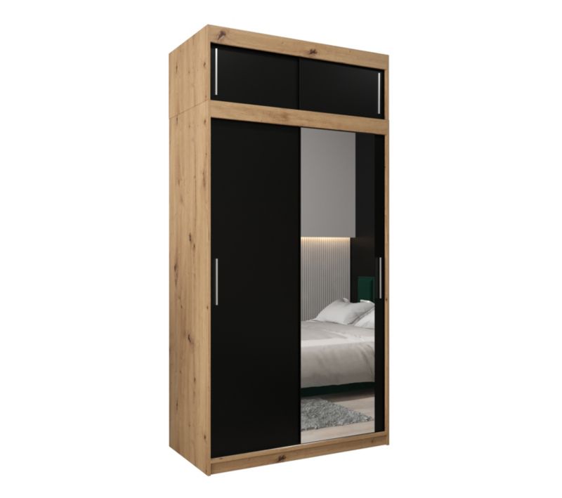 Szafa przesuwna Garderoba Abiks Tokyo 2 120 artisan + czarny z nadstawką 1 szt.