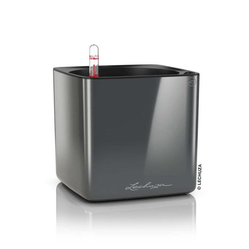 Doniczka Lechuza Do Domu Ogrodu CUBE Glossy 16 Antracyt 1 szt Połysk 1 szt