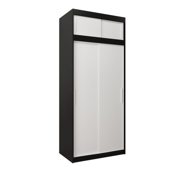 Szafa przesuwna Garderoba Abiks Tokyo 100 czarny + biały z nadstawką 1 szt.