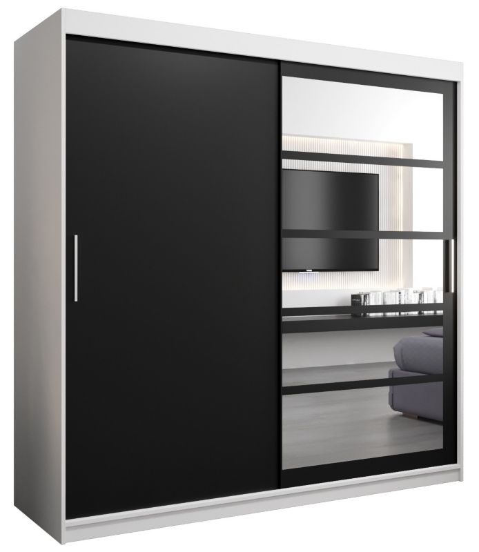 Szafa przesuwna Abiks ROMA 1 200 biały mat + czarny mat 1 szt.