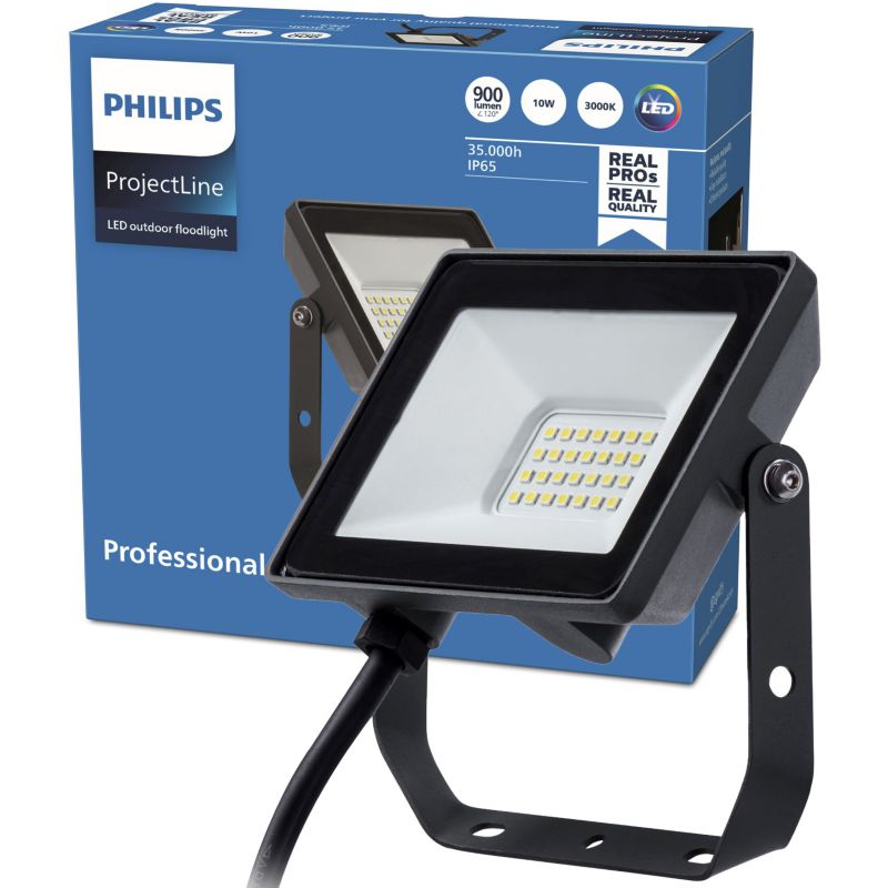 Naświetlacz LED Philips Lampa Reflektor 10W 900lm 3000K IP65 Czarny 1 szt.