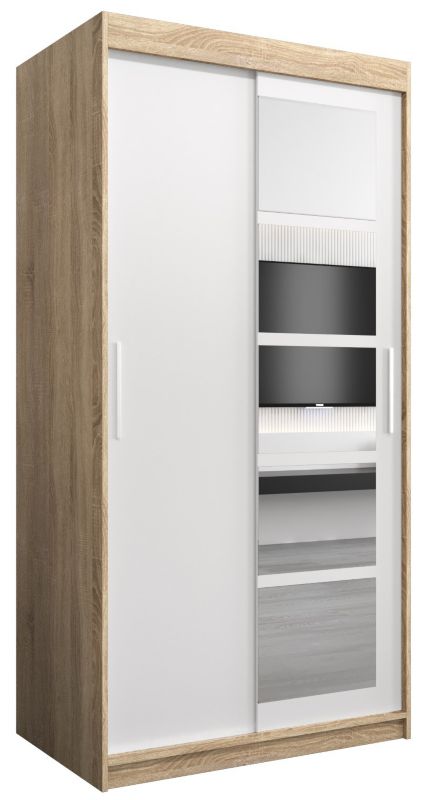 Szafa przesuwna Abiks ROMA 1 100 sonoma + biały mat 1 szt.