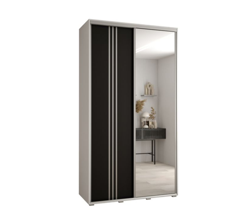 Szafa przesuwna Abiks DAVOS 7 wysoka szer.140cm gł.45cm biały/czarny/srebrny 1szt.