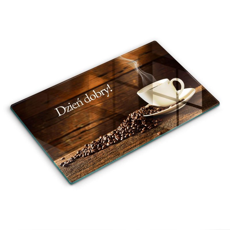 Szklana deska do krojenia Wallfluent 30x52 cm Dzień dobry Filiżanka kawy 1 szt.