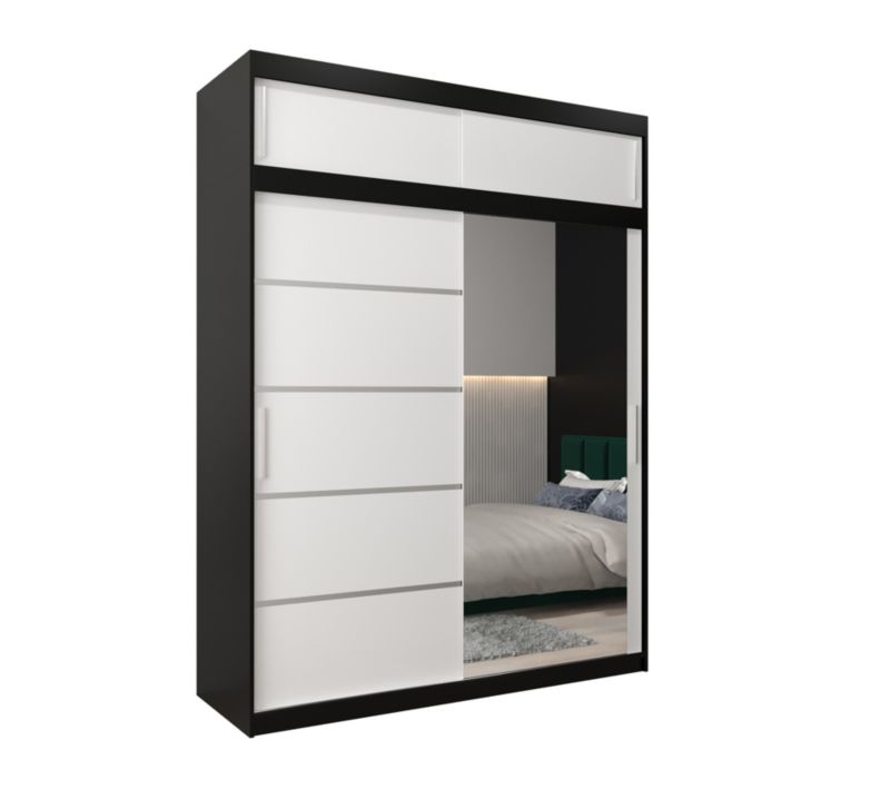 Szafa przesuwna Abiks Verona 2 180 czarny + biały z nadstawką 1 szt.