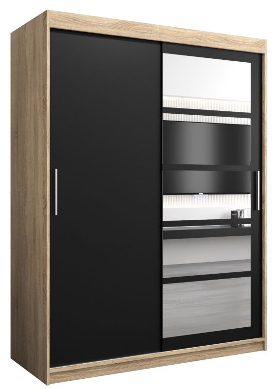 Szafa przesuwna Abiks ROMA 1 150 sonoma + czarny mat 1 szt.